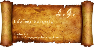 Lőwy Gergely névjegykártya